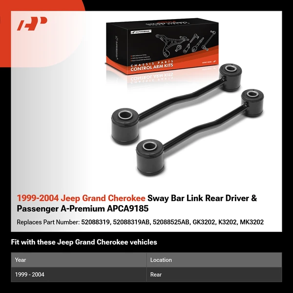 1999-2004 Jeep Grand Cherokee Sway Bar Link Rear Driver & Passenger A-Premium APCA9185