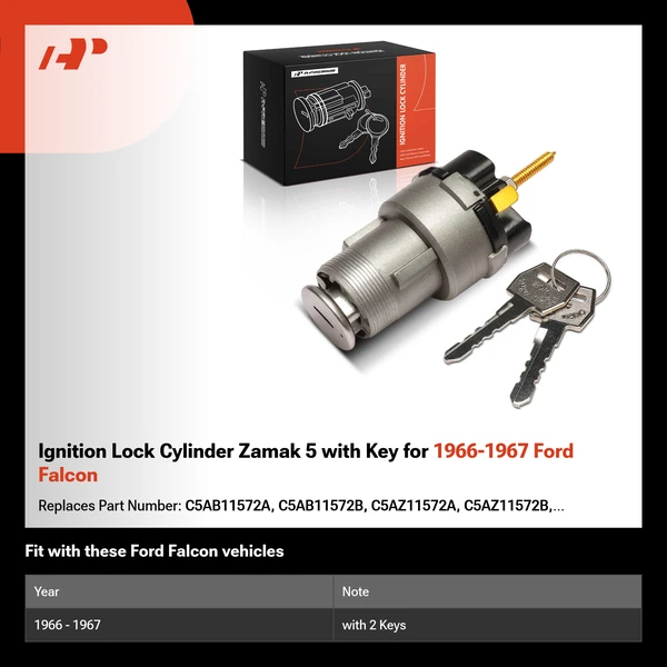 Ignition Lock Cylinder Zamak 5 with Key for 1966-1967 Ford Falcon