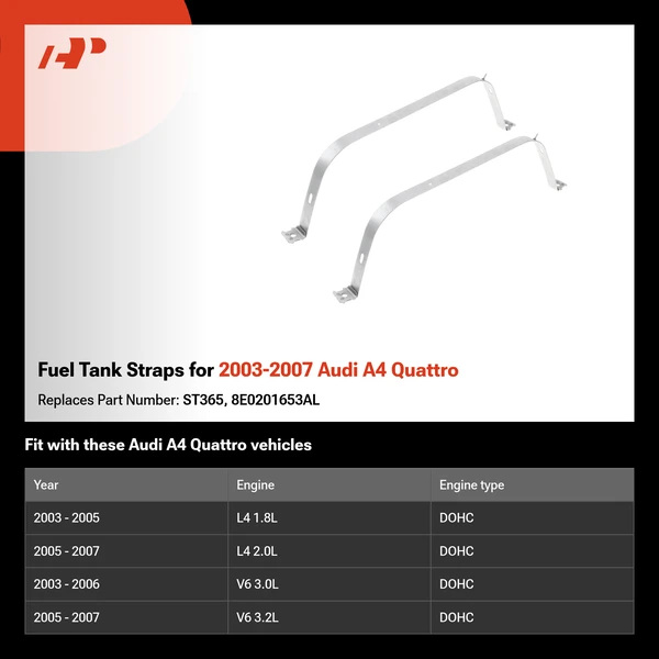 Fuel Tank Straps for 2003-2007 Audi A4 Quattro