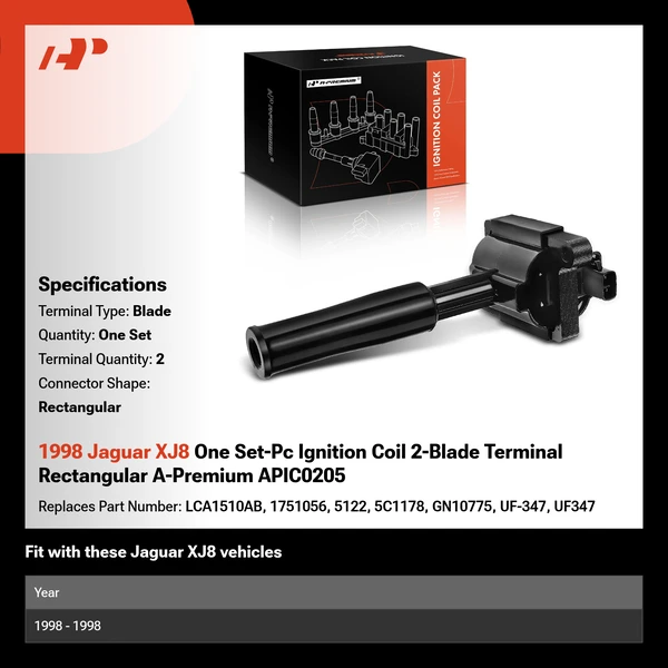 1998 Jaguar XJ8 One Set-Pc Ignition Coil 2-Blade Terminal Rectangular A-Premium APIC0205