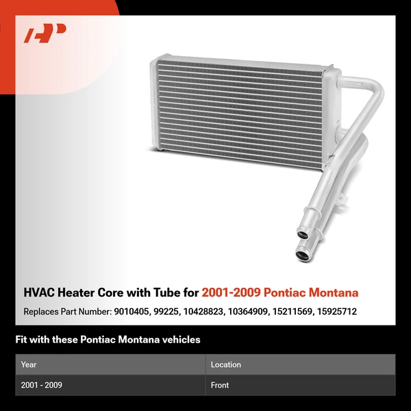 HVAC Heater Core with Tube for 2001-2009 Pontiac Montana