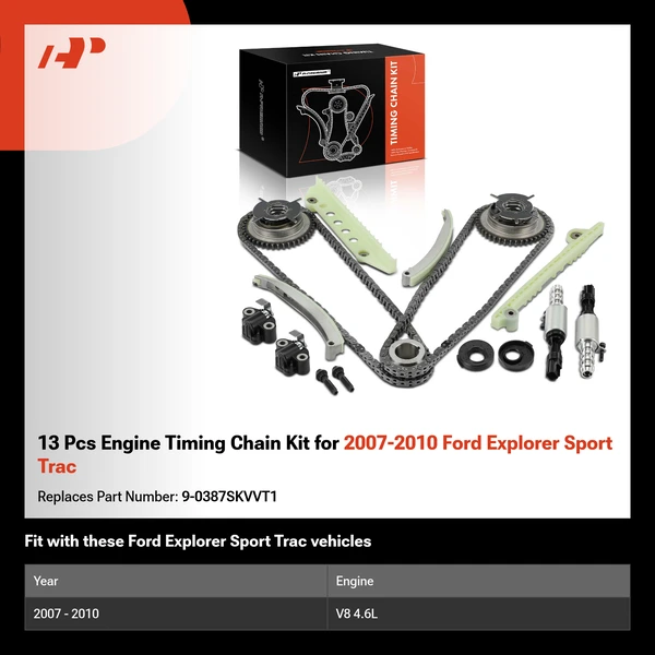 13 Pcs Engine Timing Chain Kit for 2007-2010 Ford Explorer Sport Trac