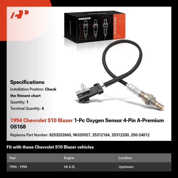 1994 Chevrolet S10 Blazer 1-Pc Oxygen Sensor 4-Pin A-Premium OS168