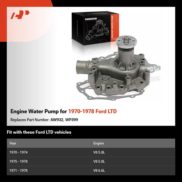 Engine Water Pump for 1970-1978 Ford LTD