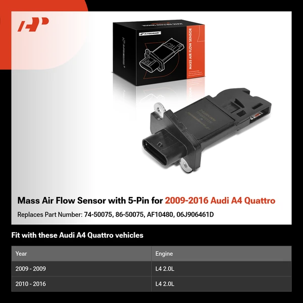 Mass Air Flow Sensor with 5-Pin for 2009-2016 Audi A4 Quattro