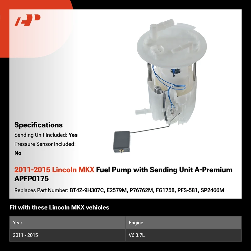 2011-2015 Lincoln MKX Fuel Pump with Sending Unit A-Premium APFP0175