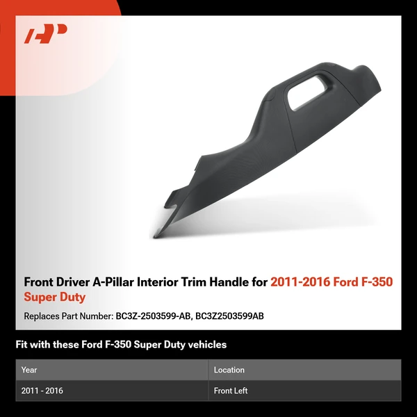 Front Driver A-Pillar Interior Trim Handle for 2011-2016 Ford F-350 Super Duty