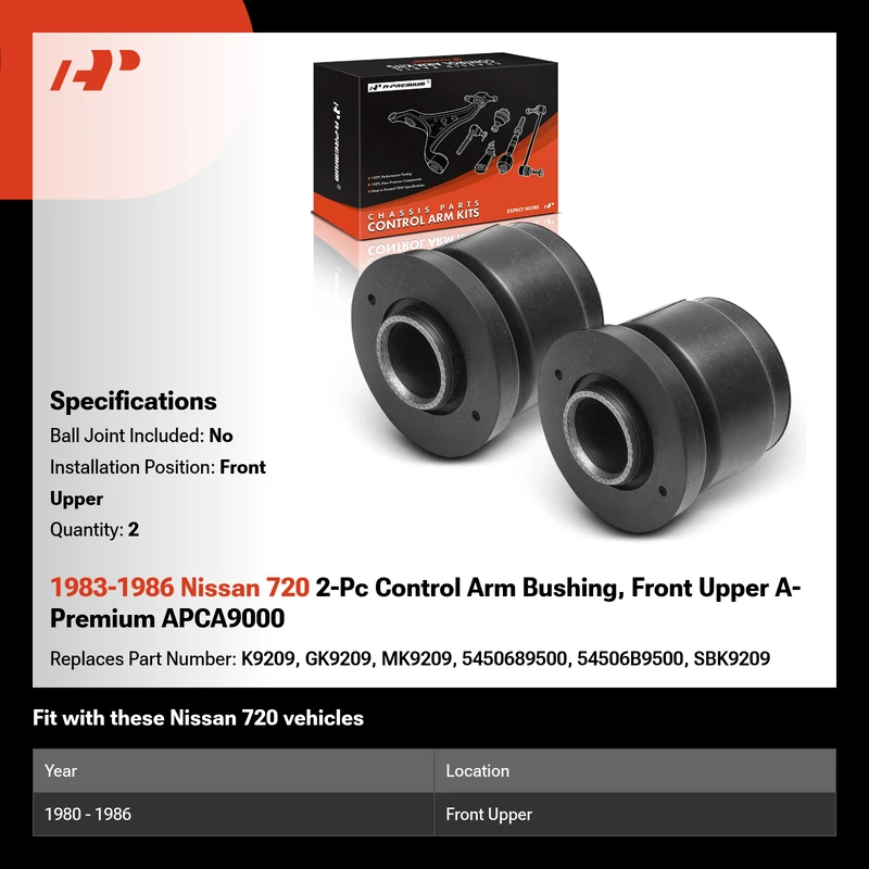 1983-1986 Nissan 720 2-Pc Control Arm Bushing, Front Upper A-Premium APCA9000