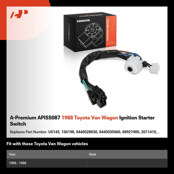 A-Premium APISS087 1988 Toyota Van Wagon Ignition Starter Switch