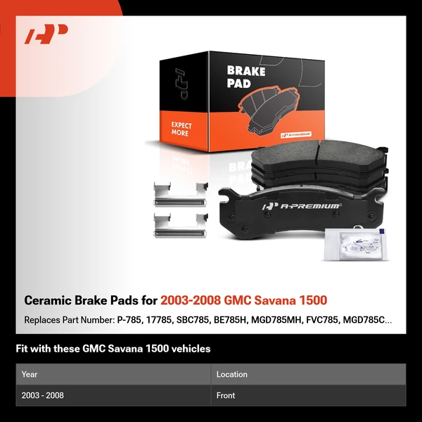 Ceramic Brake Pads for 2003-2008 GMC Savana 1500