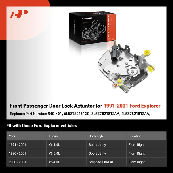 Front Passenger Door Lock Actuator for 1991-2001 Ford Explorer