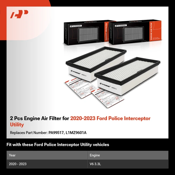 2 Pcs Engine Air Filter for 2020-2023 Ford Police Interceptor Utility