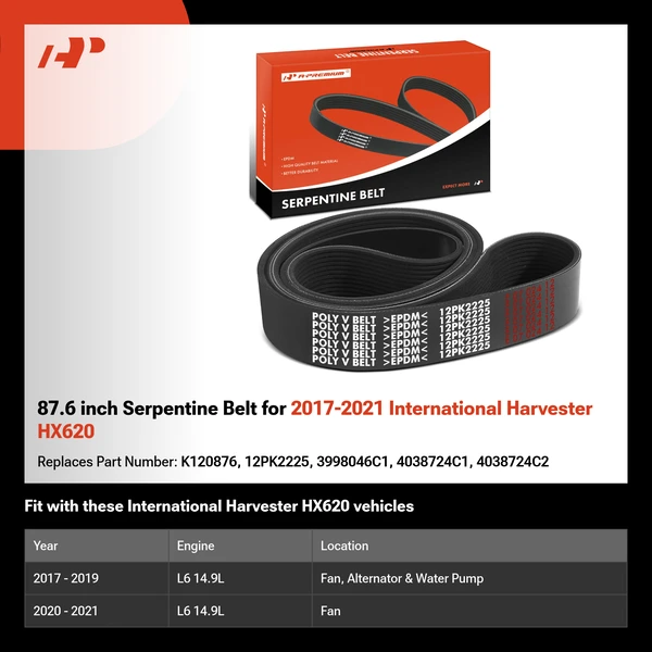 87.6 inch Serpentine Belt for 2017-2021 International Harvester HX620