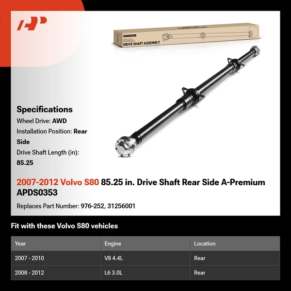 2007-2012 Volvo S80 85.25 in. Drive Shaft Rear Side A-Premium APDS0353