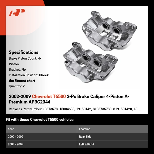 2002-2009 Chevrolet T6500 2-Pc Brake Caliper 4-Piston A-Premium APBC2344