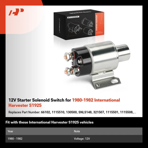 12V Starter Solenoid Switch for 1980-1982 International Harvester S1925