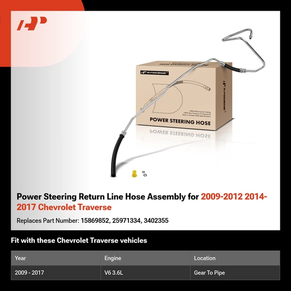 Power Steering Return Line Hose Assembly for 2009-2012 2014-2017 Chevrolet Traverse