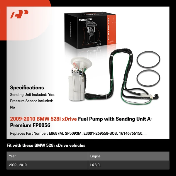 2009-2010 BMW 528i xDrive Fuel Pump with Sending Unit A-Premium FP0056