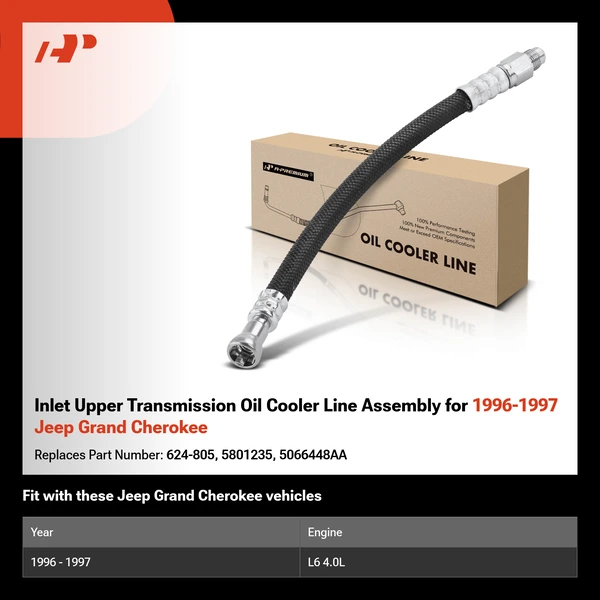 Inlet Upper Transmission Oil Cooler Line Assembly for 1996-1997 Jeep Grand Cherokee