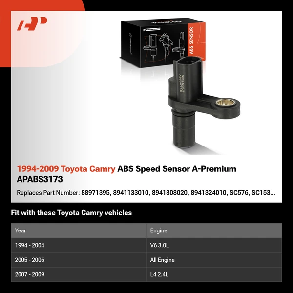 1994-2009 Toyota Camry ABS Speed Sensor A-Premium APABS3173