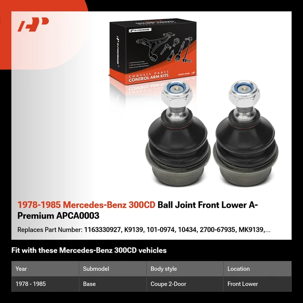 1978-1985 Mercedes-Benz 300CD Ball Joint Front Lower A-Premium APCA0003