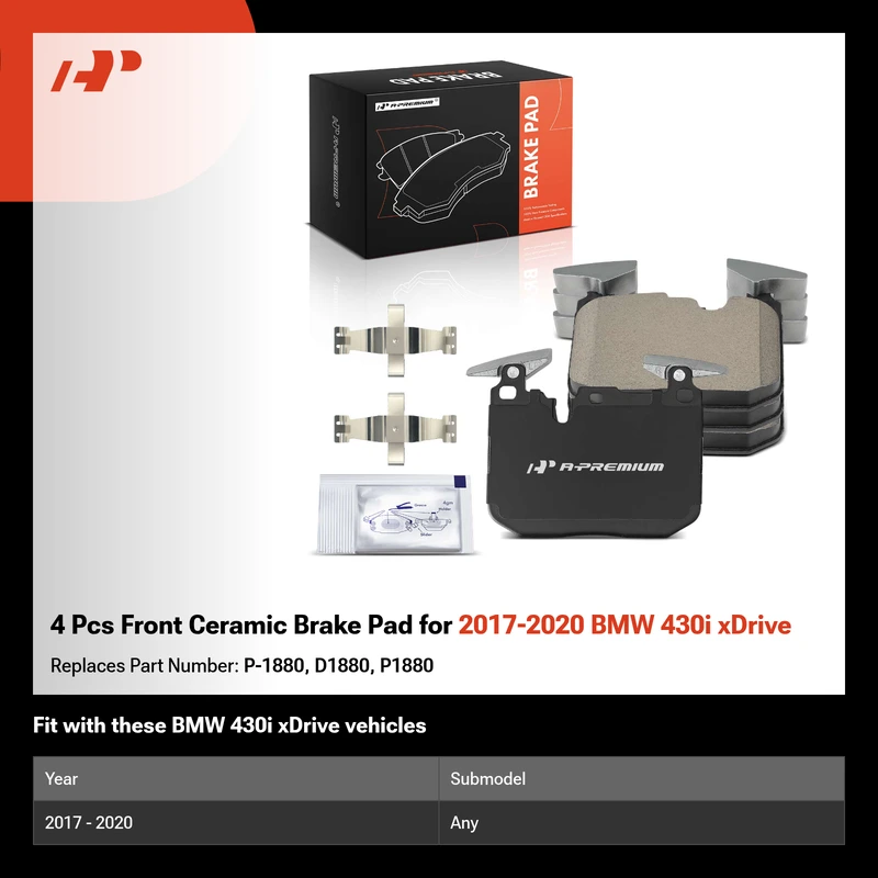 4 Pcs Front Ceramic Brake Pad for 2017-2020 BMW 430i xDrive