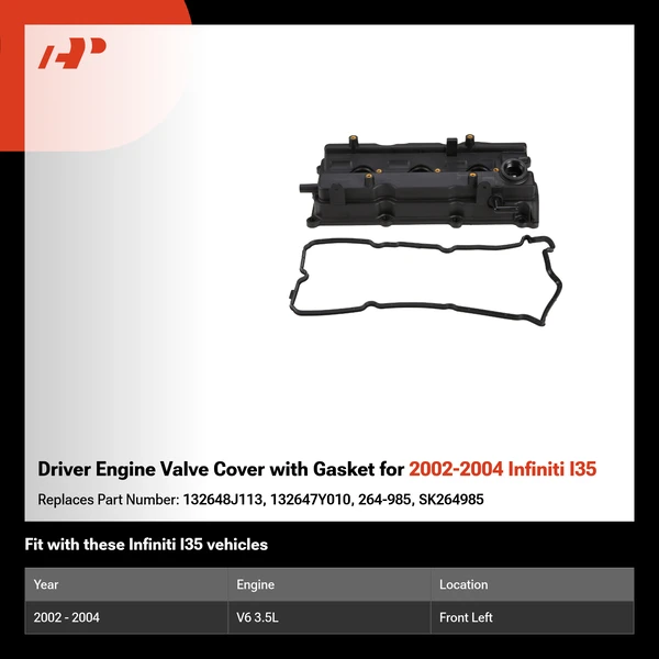 Driver Engine Valve Cover with Gasket for 2002-2004 Infiniti I35