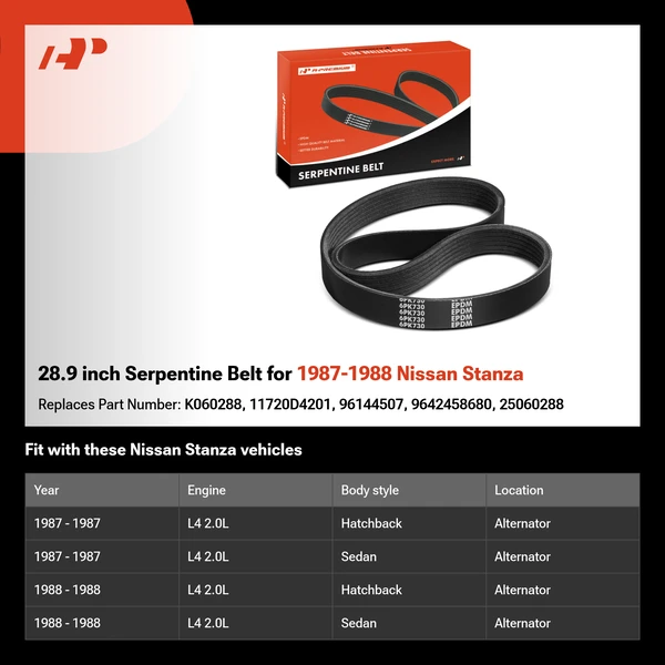 28.9 inch Serpentine Belt for 1987-1988 Nissan Stanza