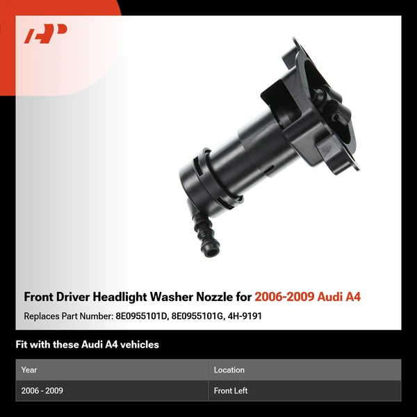 Front Driver Headlight Washer Nozzle for 2006-2009 Audi A4