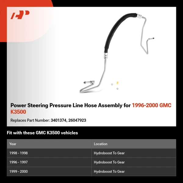 Power Steering Pressure Line Hose Assembly for 1996-2000 GMC K3500