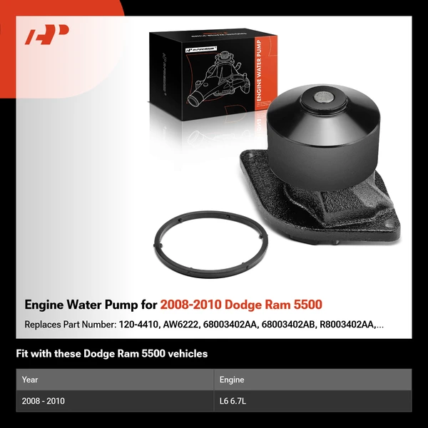 Engine Water Pump for 2008-2010 Dodge Ram 5500
