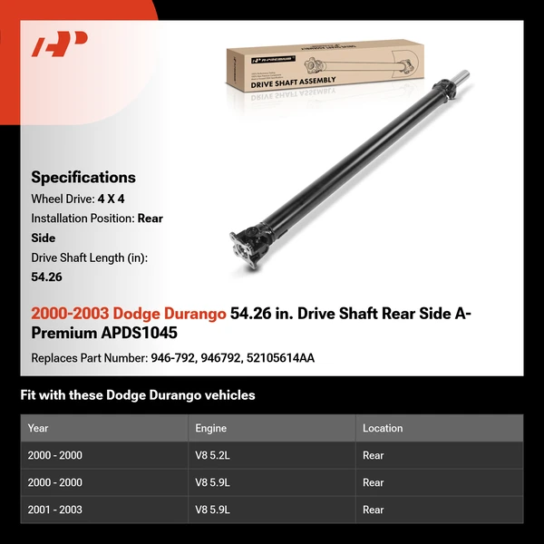 2000-2003 Dodge Durango 54.26 in. Drive Shaft Rear Side A-Premium APDS1045