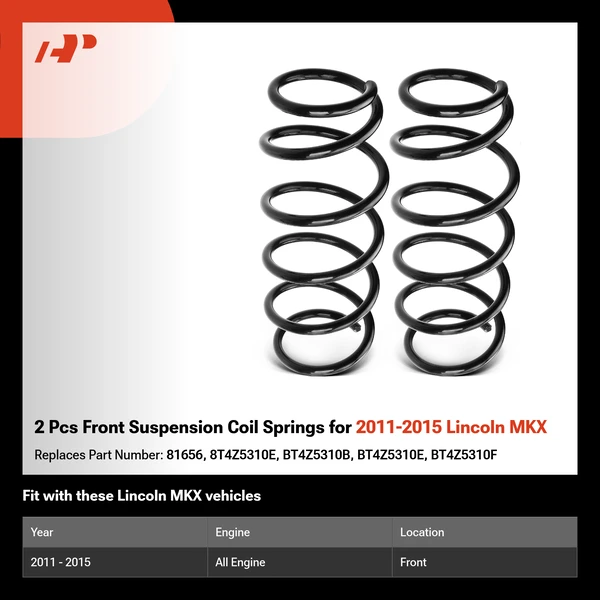 2 Pcs Front Suspension Coil Springs for 2011-2015 Lincoln MKX