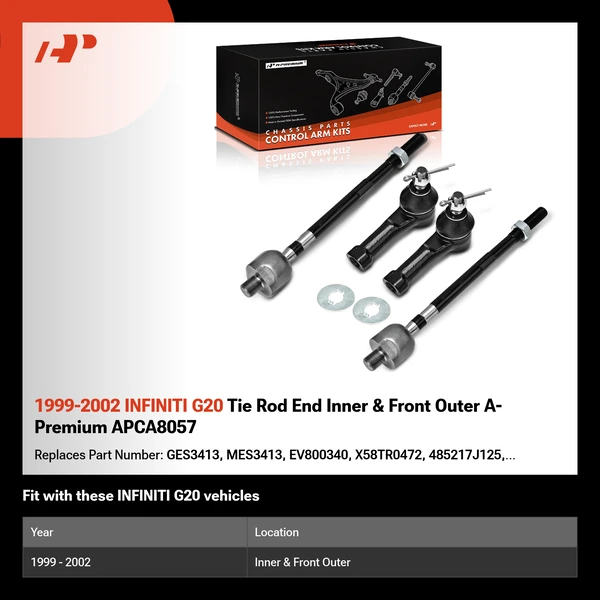 1999-2002 INFINITI G20 Tie Rod End Inner & Front Outer A-Premium APCA8057