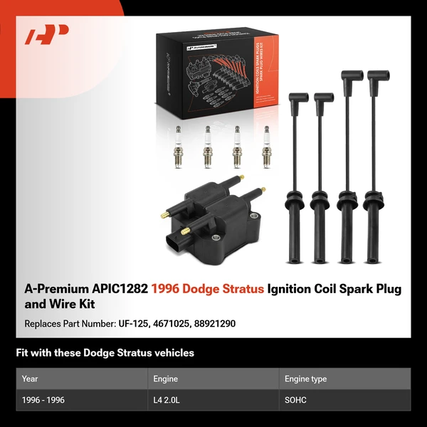 A-Premium APIC1282 1996 Dodge Stratus Ignition Coil Spark Plug and Wire Kit