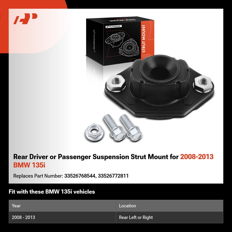 Rear Driver or Passenger Suspension Strut Mount for 2008-2013 BMW 135i