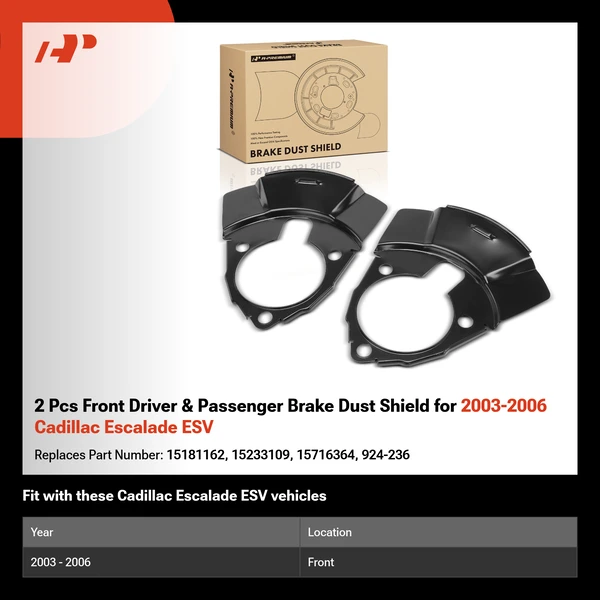 2 Pcs Front Driver & Passenger Brake Dust Shield for 2003-2006 Cadillac Escalade ESV
