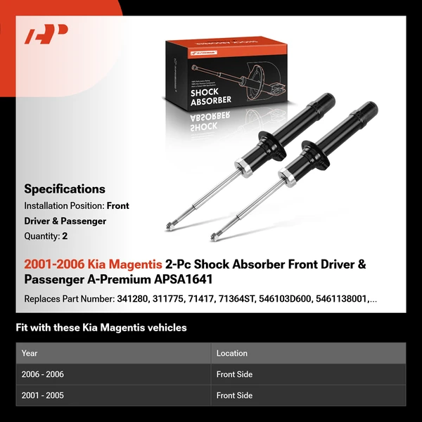 2001-2006 Kia Magentis 2-Pc Shock Absorber Front Driver & Passenger A-Premium APSA1641