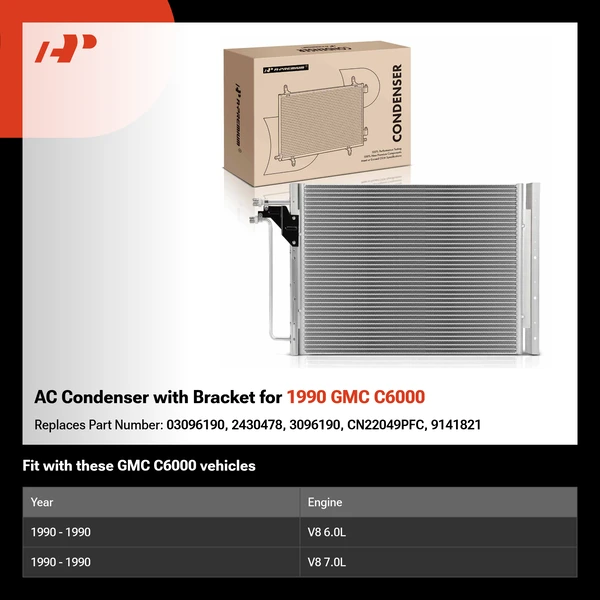 AC Condenser with Bracket for 1990 GMC C6000