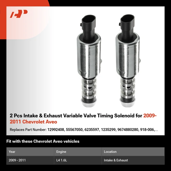 2 Pcs Intake & Exhaust Variable Valve Timing Solenoid for 2009-2011 Chevrolet Aveo