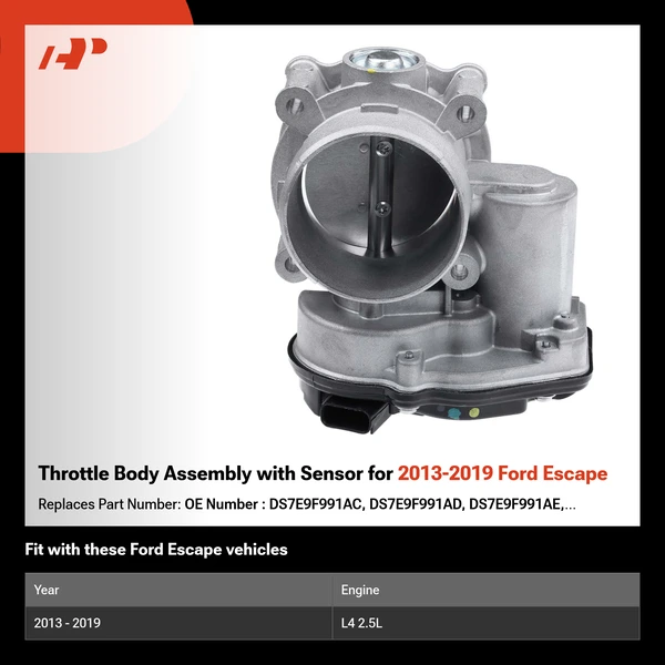 Throttle Body Assembly with Sensor for 2013-2019 Ford Escape