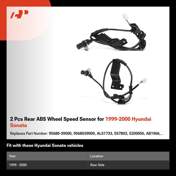 2 Pcs Rear ABS Wheel Speed Sensor for 1999-2000 Hyundai Sonata