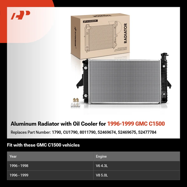 Aluminum Radiator with Oil Cooler for 1996-1999 GMC C1500