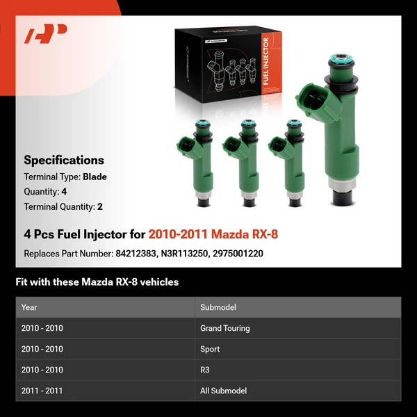 4 Pcs Fuel Injector for 2010-2011 Mazda RX-8