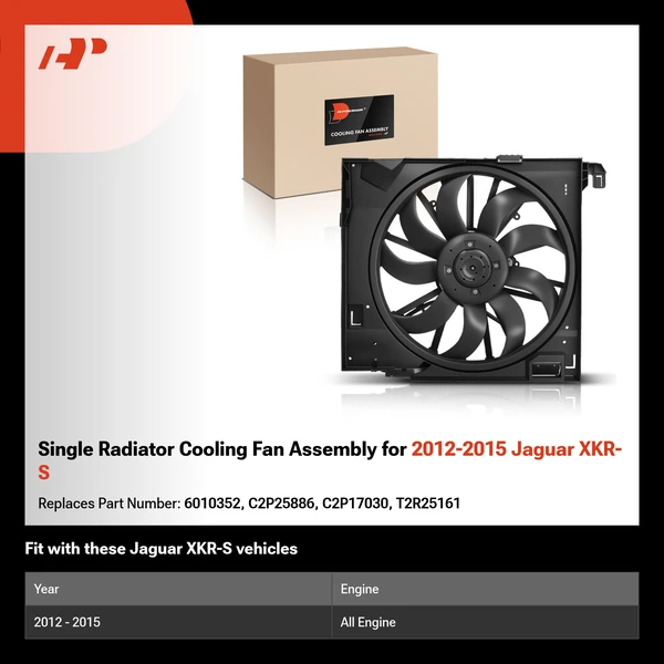 Single Radiator Cooling Fan Assembly for 2012-2015 Jaguar XKR-S