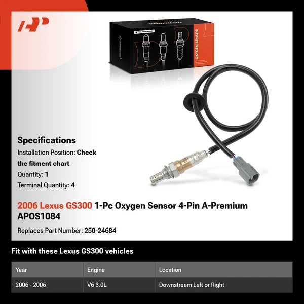 2006 Lexus GS300 1-Pc Oxygen Sensor 4-Pin A-Premium APOS1084