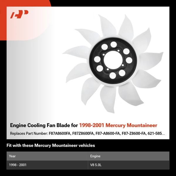 Engine Cooling Fan Blade for 1998-2001 Mercury Mountaineer