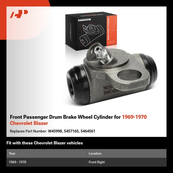 Front Passenger Drum Brake Wheel Cylinder for 1969-1970 Chevrolet Blazer