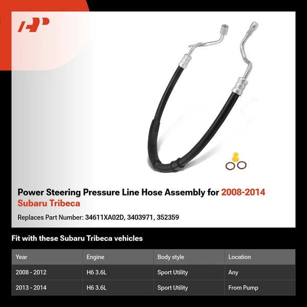 Power Steering Pressure Line Hose Assembly for 2008-2014 Subaru Tribeca