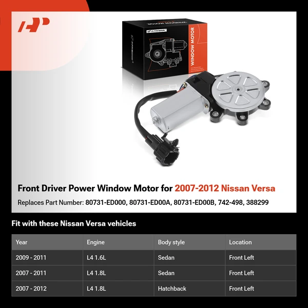 Front Driver Power Window Motor for 2007-2012 Nissan Versa